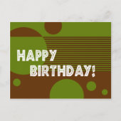 Happy Birthday Dotty Lines Briefkaart (olijf/bruin (Voorkant)