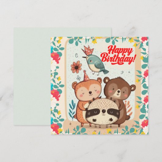 Happy Birthday-douanekaart (Voorkant / Achterkant)