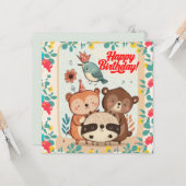 Happy Birthday-douanekaart Kaart (Voorkant / Achterkant in situ)