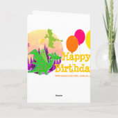 Happy Birthday Draaien 5 ballonnen koetdraak Kaart (Achterkant)