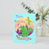 Happy Birthday Dragon Briefkaart met naam (Staand voorkant)