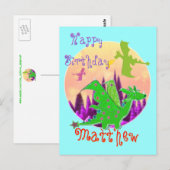 Happy Birthday Dragon Briefkaart met naam (Voorkant / Achterkant)