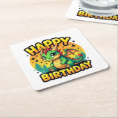 Happy Birthday Dragon Kartonnen Onderzetters (Schuin)