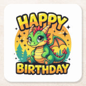 Happy Birthday Dragon Kartonnen Onderzetters (Voorkant)
