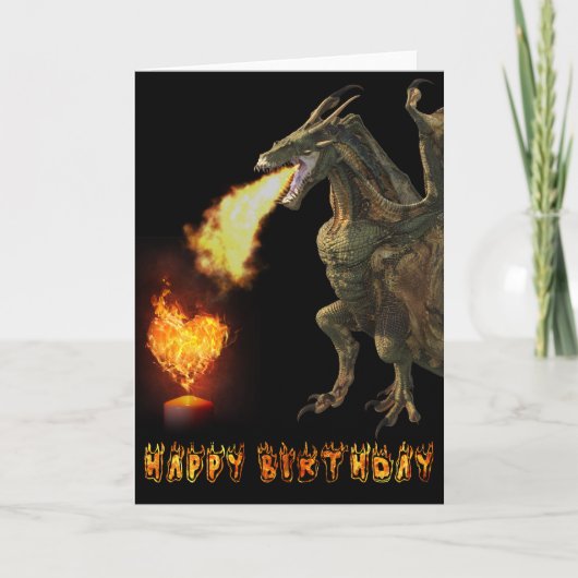 Happy Birthday Dragon Lover Fire Heart Kaart (Voorkant)