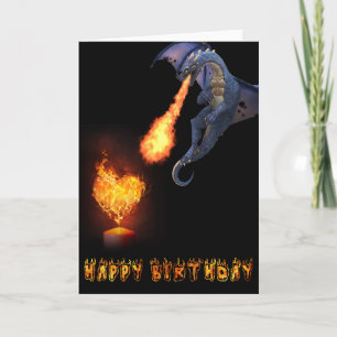 Happy Birthday Dragon Lover Fire Heart Kaart