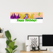 Happy Birthday Dragon Party-banner Poster (Thuiskantoor)