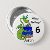 Happy Birthday Dragon Persoonlijke naamleeftijd Ronde Button 7,6 Cm (Voorkant /achterkant)