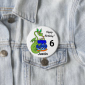 Happy Birthday Dragon Persoonlijke naamleeftijd Ronde Button 7,6 Cm (In situ)