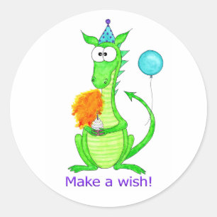 Happy Birthday Dragon Ronde Sticker