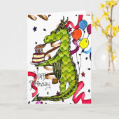 Happy Birthday Dragon verlichting Kaarsen Kaart (Gele Bloem)