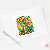 Happy Birthday Dragon Vierkante Sticker (Envelop)