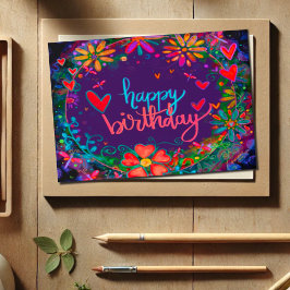 Happy Birthday Dragonflies Floral Kaart