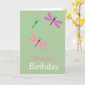 Happy Birthday Dragonflies Kaart (Gele Bloem)