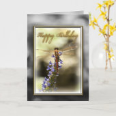 Happy Birthday Dragonfly-kaart Kaart (Gele Bloem)