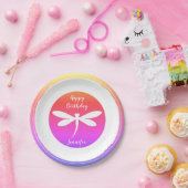 Happy Birthday Dragonfly Sjabloon | Kleurrijk en v Papieren Bordje (Feest)