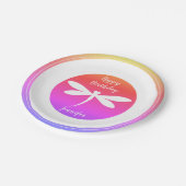 Happy Birthday Dragonfly Sjabloon | Kleurrijk en v Papieren Bordje (Gekanteld)