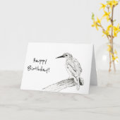 Happy Birthday Drawing Oriental Dwarf Kingfisher Kaart (Gele Bloem)