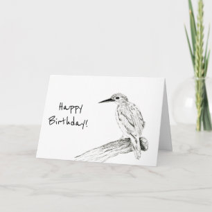 Happy Birthday Drawing Oriental Dwarf Kingfisher Kaart
