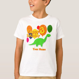 Happy Birthday Drie Jaar Ballon Dinosaurus Shirt