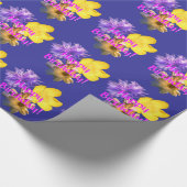 Happy Birthday drieledig bloembloempatroon Cadeaupapier (Hoek)