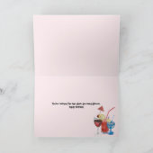 Happy Birthday drinken op roze Kaart (Binnen)