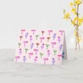 Happy Birthday drinken op roze Kaart (Gele Bloem)