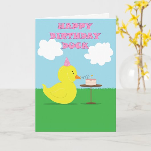 Happy Birthday Duck Kaart (Gele Bloem)
