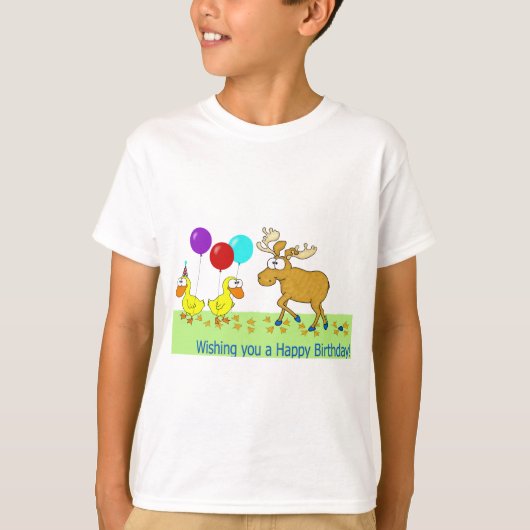 Happy Birthday Duck Moose T-shirt (Voorkant)