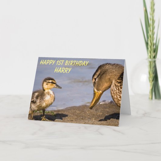 Happy Birthday Duckling & Mom Gepersonaliseerd Kaart (Voorkant)