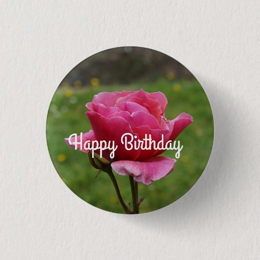Happy Birthday Duet Roos #1 Pinback Button (Voorkant)