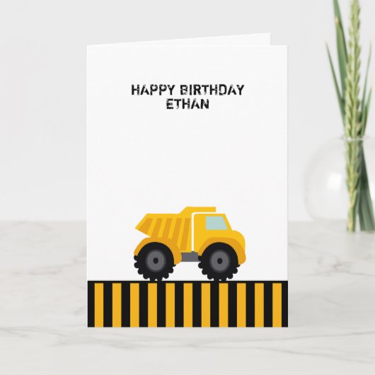 Happy Birthday Dump Truck Eerste Verjaardag Kaart (Voorkant)