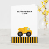 Happy Birthday Dump Truck Eerste Verjaardag Kaart (Gele Bloem)