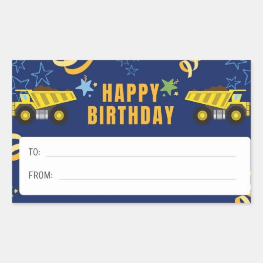 Happy Birthday Dump Truck Sticker (Voorkant)
