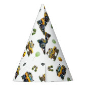 Happy Birthday Dynamic Duo Monster Truck Twin Boys Feesthoedjes (Achterkant)