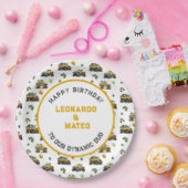 Happy Birthday Dynamic Duo Monster Truck Twin Boys Papieren Bordje (Feest)