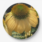 Happy Birthday Echinacea Papieren Bordje (Voorkant)