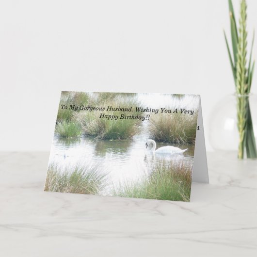 Happy Birthday Echtgenoot Zwanen Kaart (Voorkant)