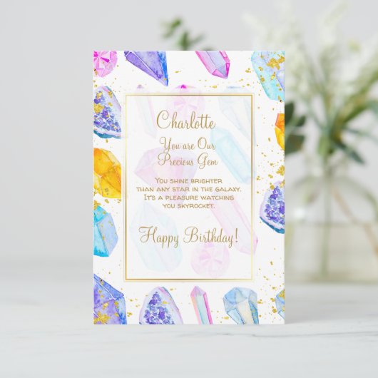 Happy Birthday edele Gem Crystals Kaart (Staand voorkant)