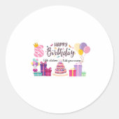 Happy Birthday Editable Design  Ronde Sticker (Voorkant)