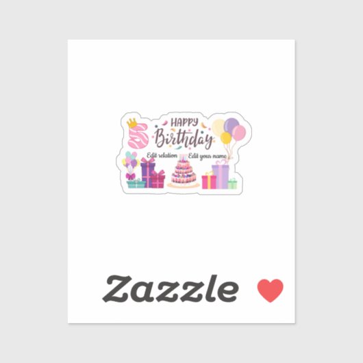 Happy Birthday Editable Design  Sticker (Vel)