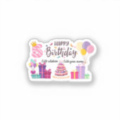 Happy Birthday Editable Design  Sticker (Voorkant)