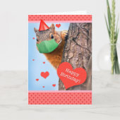 Happy Birthday Eekhoorn in gezichtsmasker Feestdagen Kaart (Voorkant)