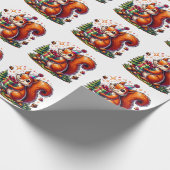 Happy Birthday Eekhoorn Schattigee Cartoon Cadeaupapier (Hoek)