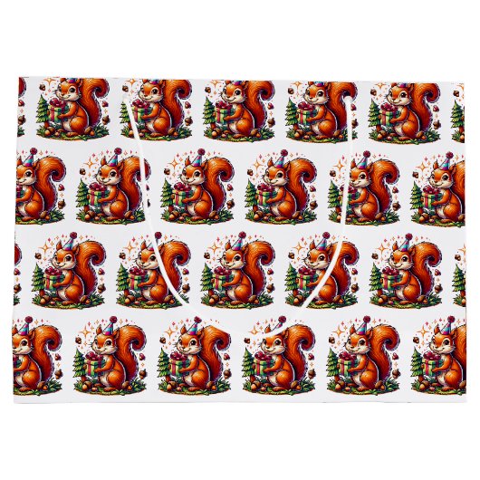 Happy Birthday Eekhoorn Schattigee Cartoon Groot Cadeauzakje (Achterkant)