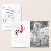 Happy Birthday - een vette zilveren vlinder Folie Kaarten (Display)