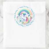 Happy Birthday Eenhoorn en Zeemeerminnen Ronde Sticker (Tas)