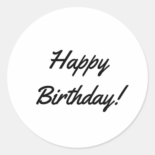 Happy Birthday Eenvoudig zwart en wit Ronde Sticker (Voorkant)