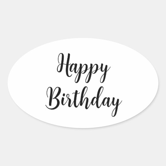 Happy Birthday Eenvoudige minimalistische typograf Ovale Sticker (Voorkant)