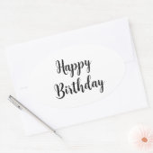 Happy Birthday Eenvoudige minimalistische typograf Ovale Sticker (Envelop)
